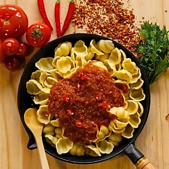 Pasta Arrabiata hot, spicy, filling just what you need