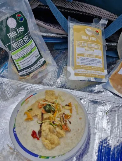 plain hummus with trail food veggies